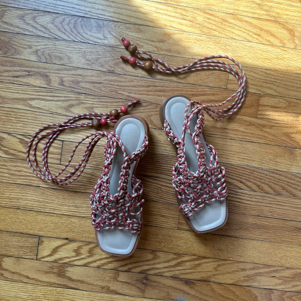 The Odells leather and wood platform shoes with braided laces